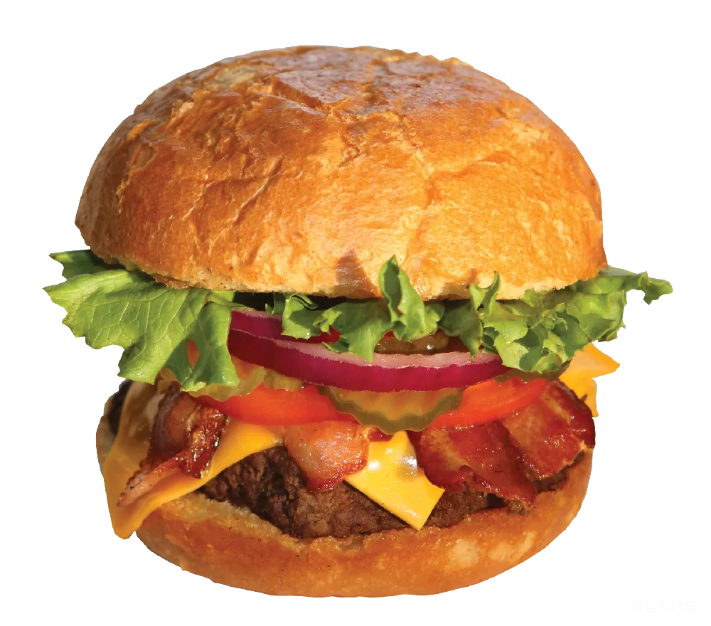 元素素材 元素 夹有培根芝士牛肉饼与新鲜蔬菜的厚汉堡