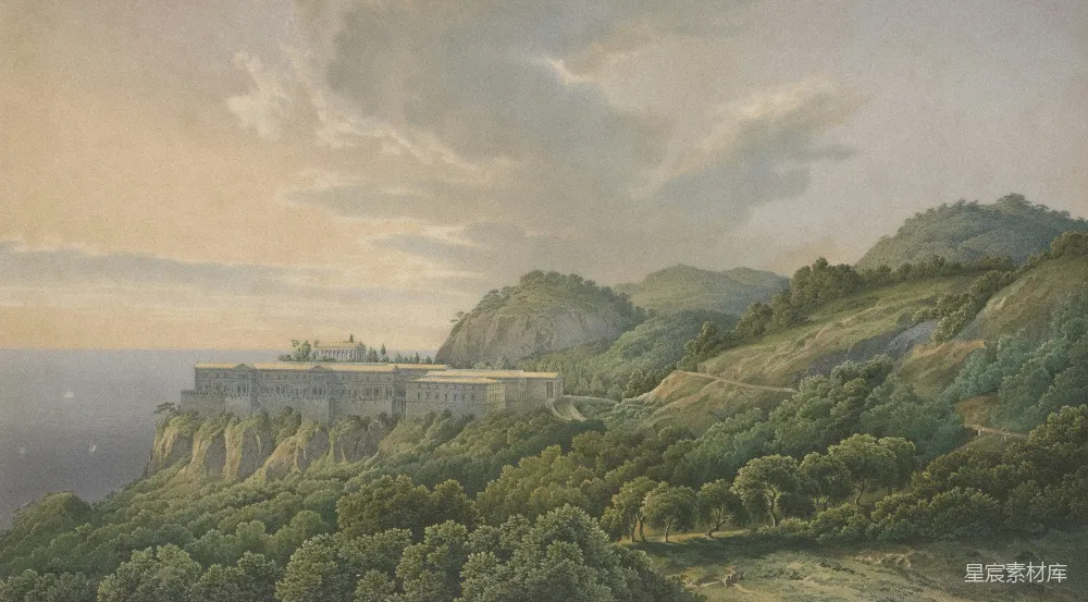 高清摄影 意大利 建筑 风景画 古典建筑 海岸 意大利海岸上的古建筑群
