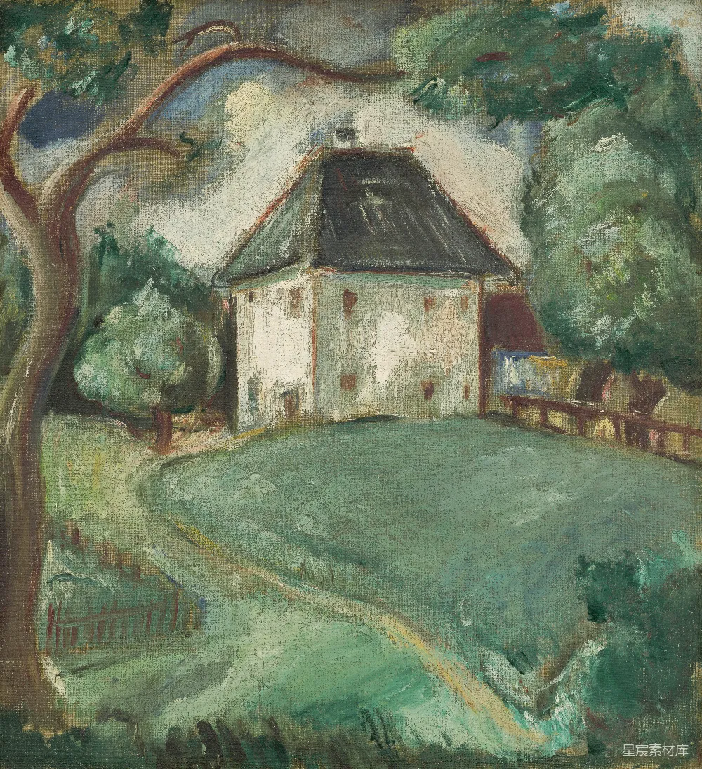 高清摄影 乡村 风景画 油画 自然 宁静 乡间小屋与绿树