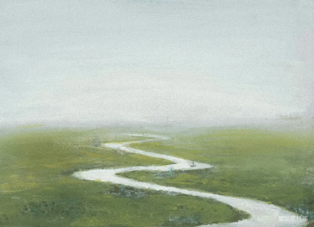 高清摄影 风景画 乡村 自然 晨雾 河流 蜿蜒的河流与雾气