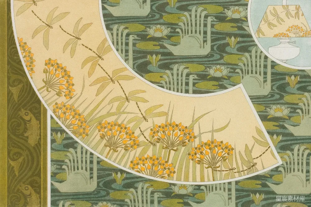 高清摄影 插画 艺术风格 自然 水鸟 莲花 水中的鹅与莲花：艺术风格的插画