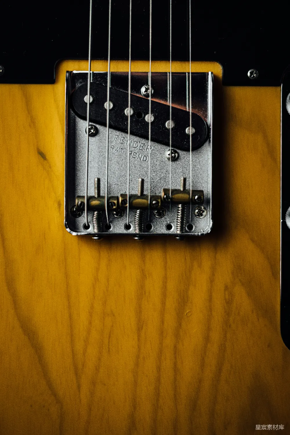 高清摄影 电吉他 Fender 琴桥 乐器特写 音乐 Fender电吉他琴桥特写