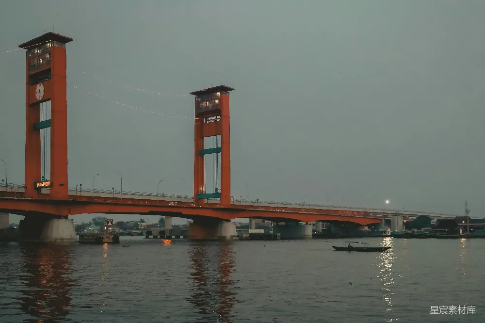 高清摄影 桥梁 河面 夕阳 城市景观 建筑 夕阳下的安蓬桥