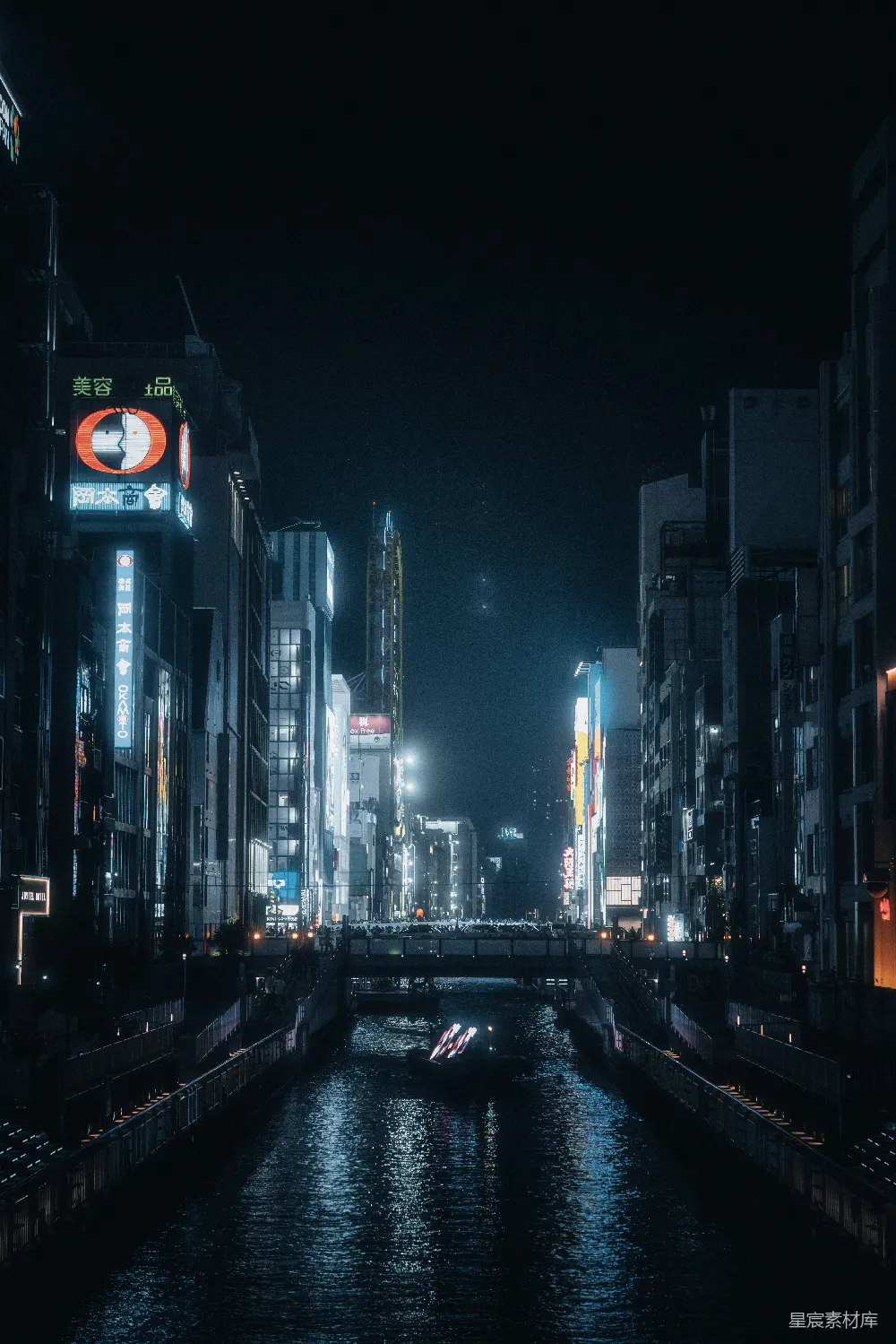 高清摄影 城市夜景 霓虹灯 河流 都市风光 夜晚 夜幕下的霓虹河景