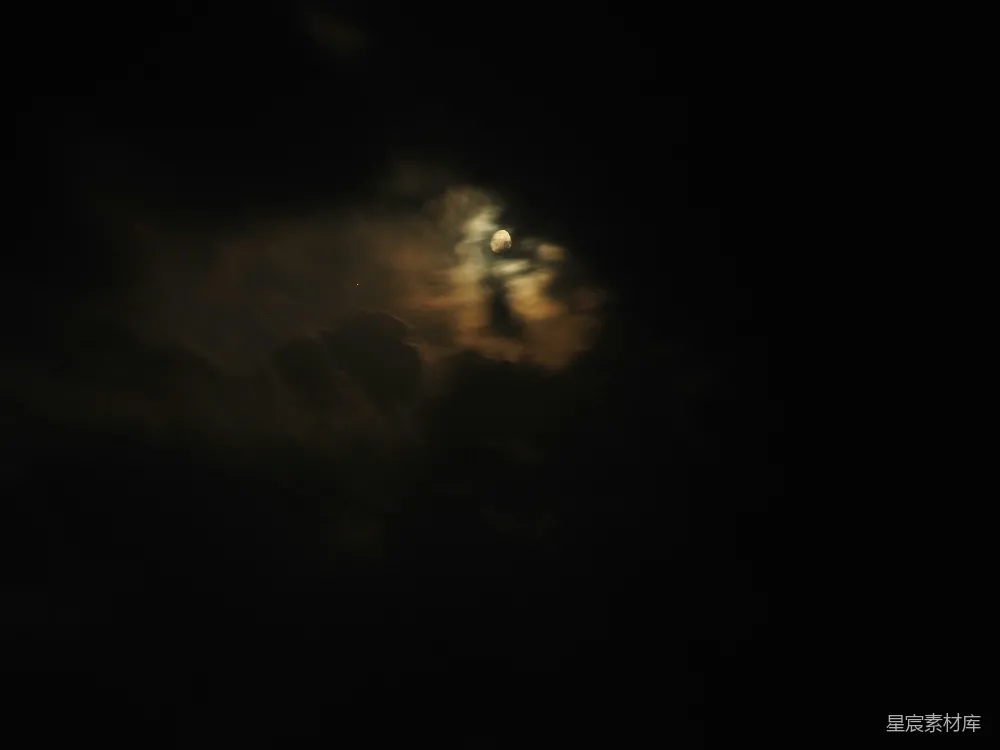高清摄影 月亮 夜景 云层 自然 宁静 月光透过云层