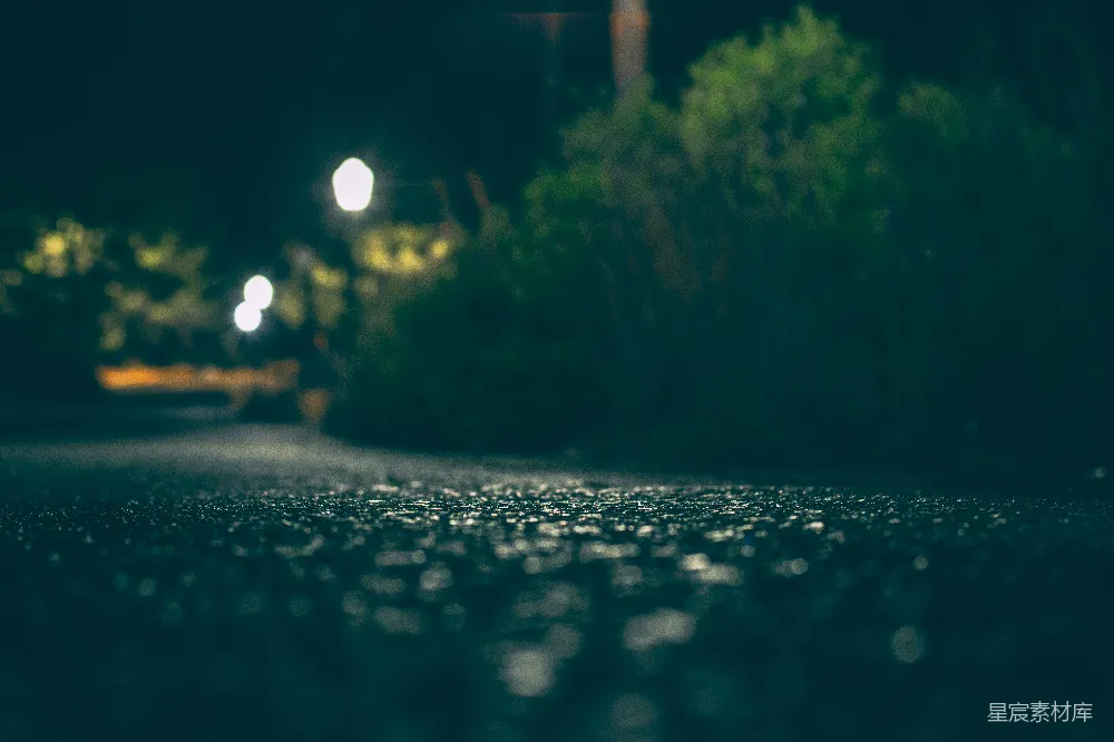 高清摄影 夜晚 路灯 街道 雨后 宁静 夜色中的街道