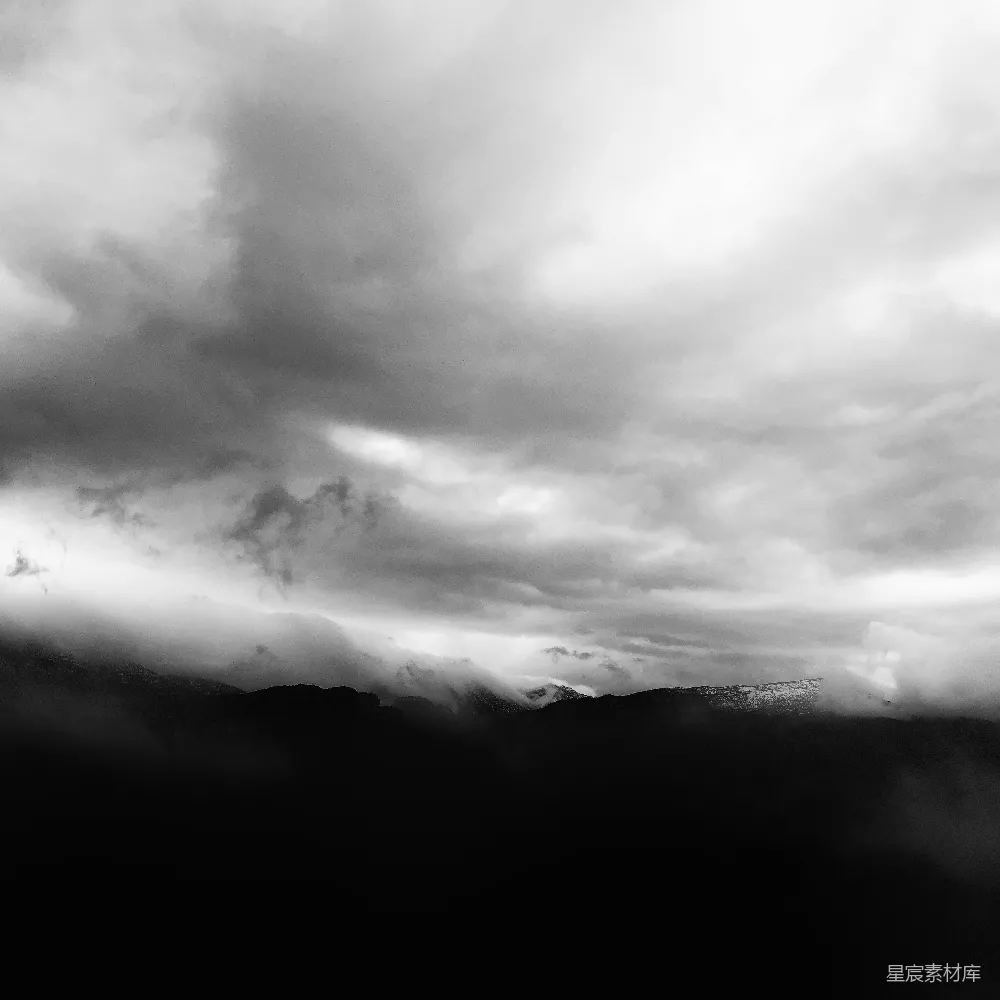 高清摄影 山景 黑白 自然 阴郁 风景 云海山影