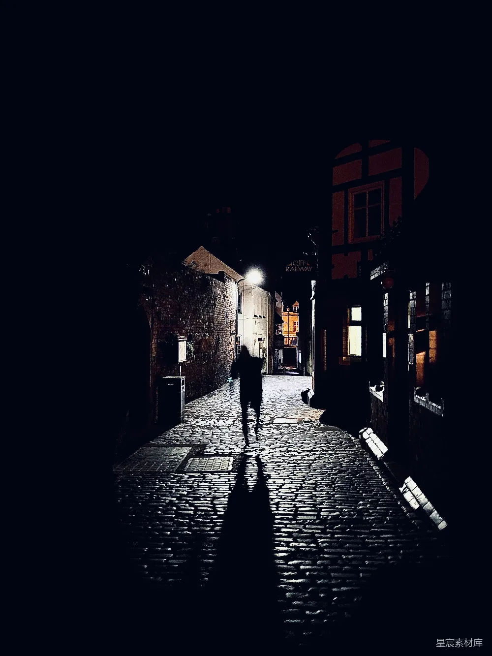 高清摄影 夜晚 街道 孤独 剪影 城市 夜行者