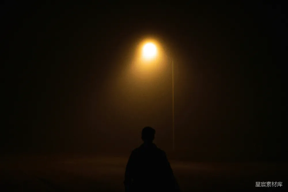 高清摄影 孤独 夜晚 路灯 剪影 寂静 孤独的路灯下