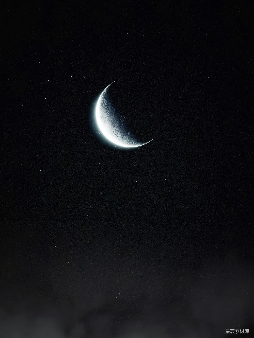 高清摄影 月亮 夜空 宁静 自然 宇宙 新月与星空