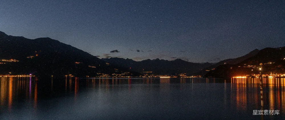 高清摄影 夜景 湖泊 宁静 自然 山景 夜幕下的宁静湖景