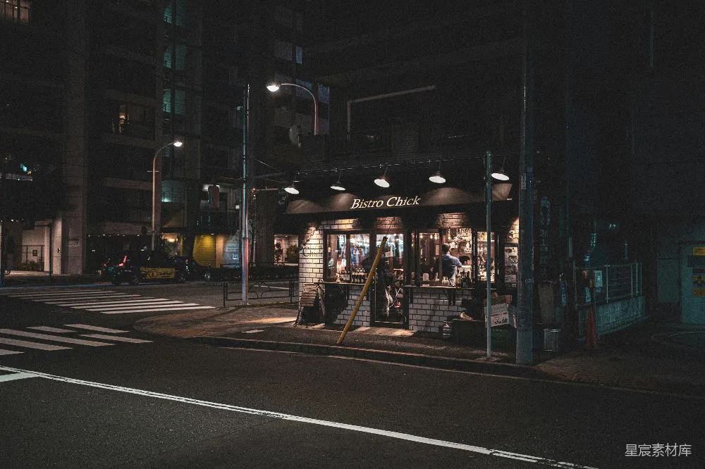 高清摄影 城市夜景 餐厅 街道 建筑 城市 城市夜景中的餐厅