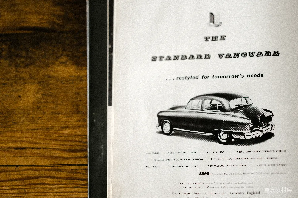 高清摄影 汽车广告 复古风格 1950年代 英国汽车 标准汽车 标准先锋车广告