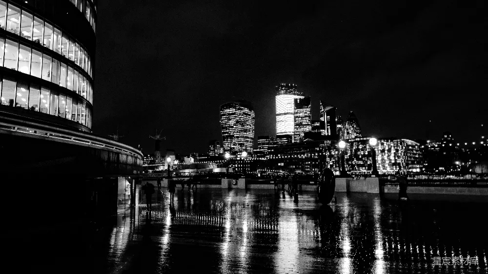 高清摄影 城市夜景 黑白摄影 都市风光 夜晚 城市建筑 夜幕下的城市剪影