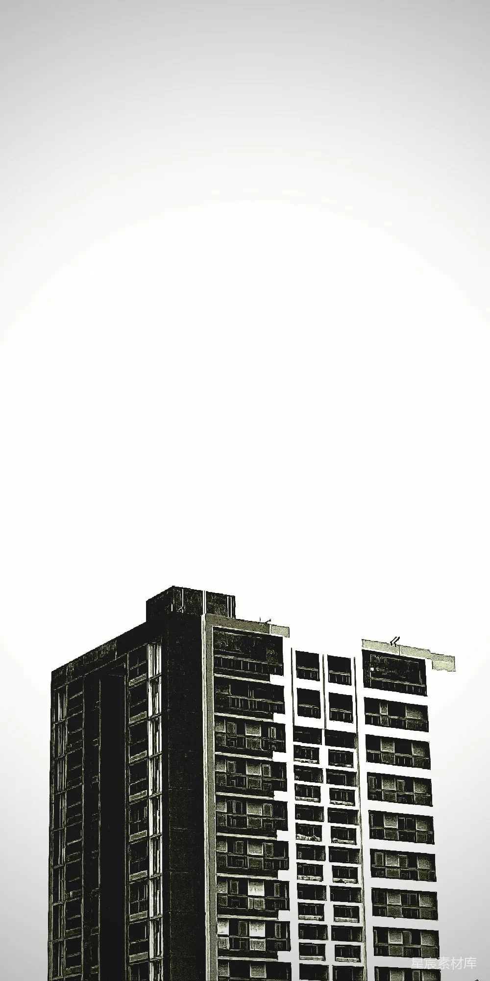 高清摄影 建筑 黑白 现代 城市 抽象 城市剪影：高楼与天空