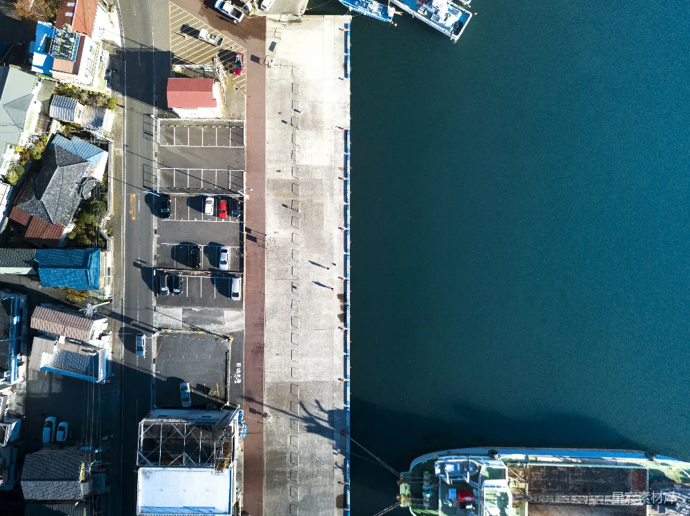 高清摄影 海滨 码头 俯瞰 城市 建筑 海滨码头的俯瞰视角