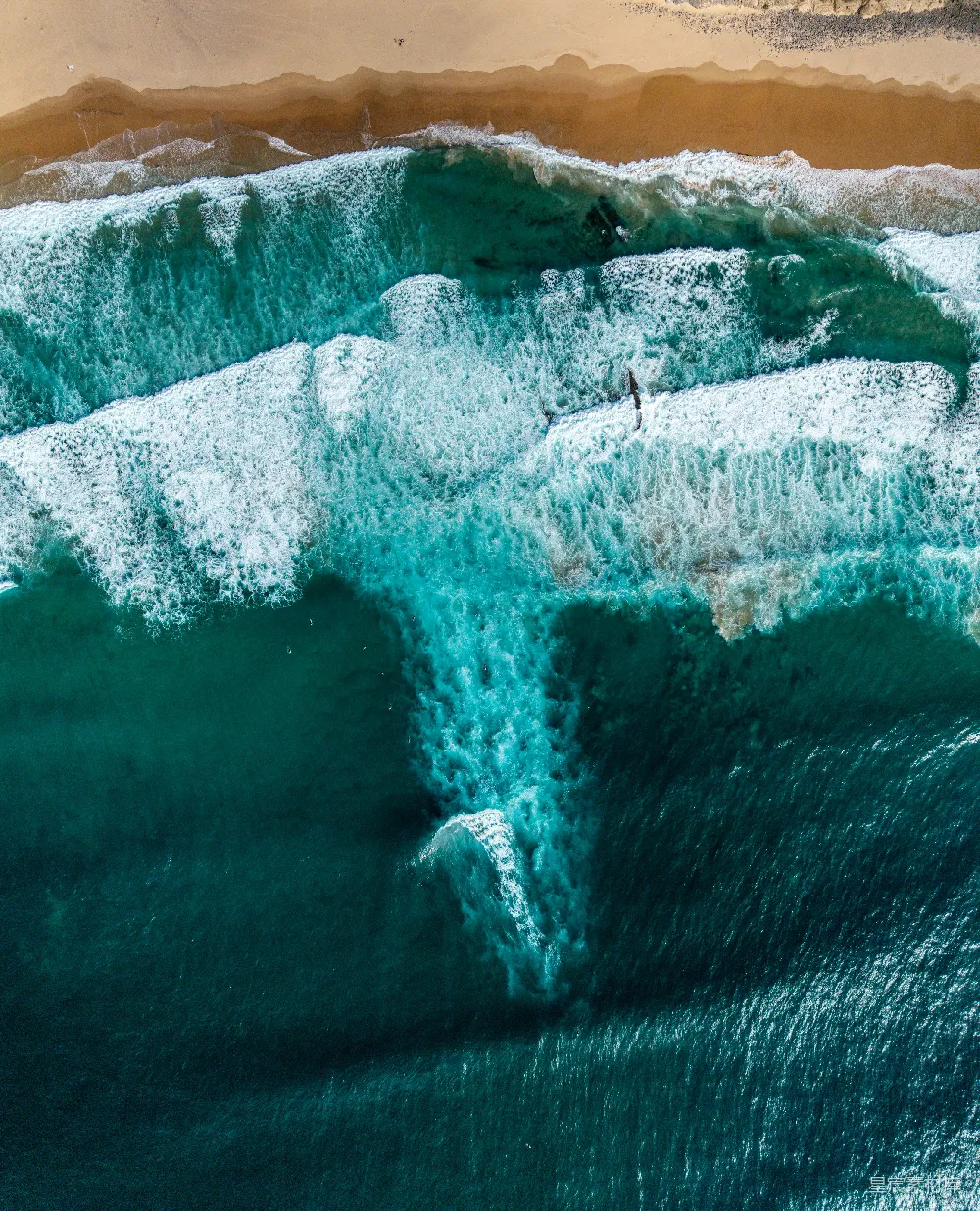 高清摄影 海滩 海浪 俯视图 自然景观 海洋 俯瞰海滩与海浪