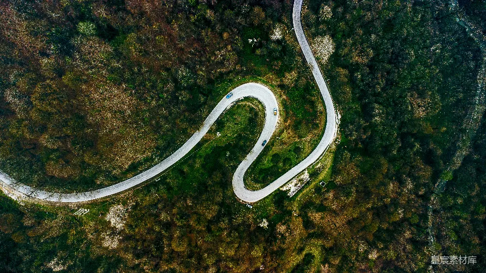 高清摄影 俯瞰图 蜿蜒 公路 自然 旅行 蜿蜒山路俯瞰图
