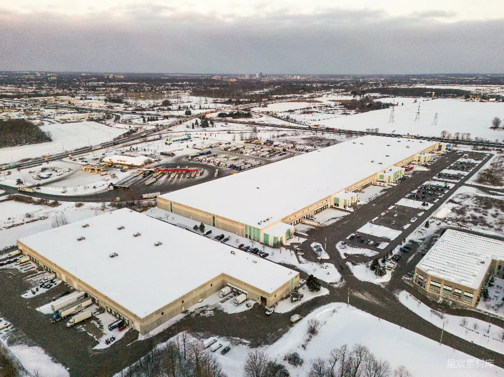 高清摄影 工业区 航拍 雪景 物流中心 冬季 雪中工业区航拍