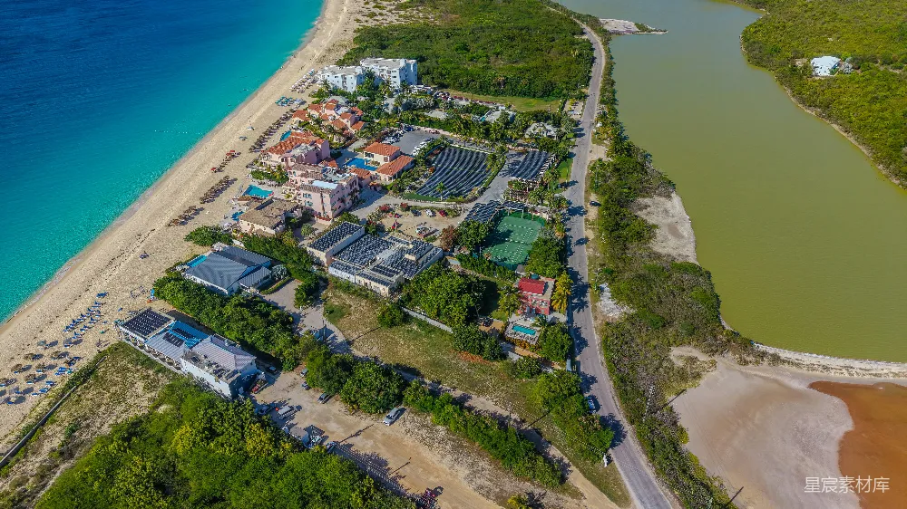 高清摄影 海滩 度假村 空中视角 热带气候 休闲 热带度假胜地鸟瞰图