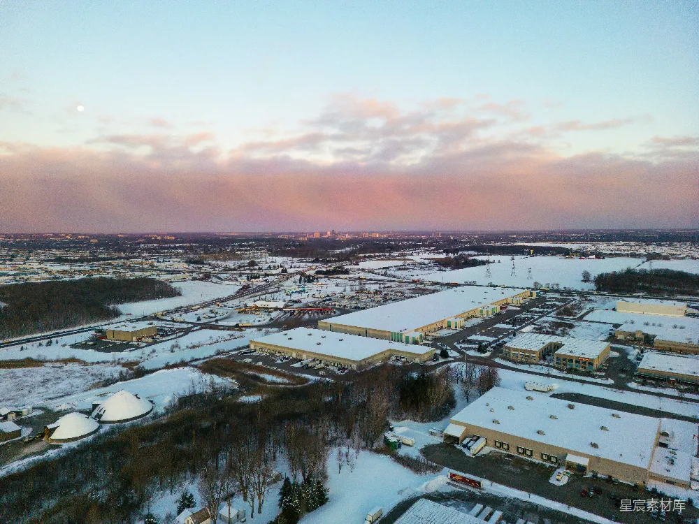 高清摄影 雪景 工业区 航拍 冬季 城市 冬日雪景中的工业园区