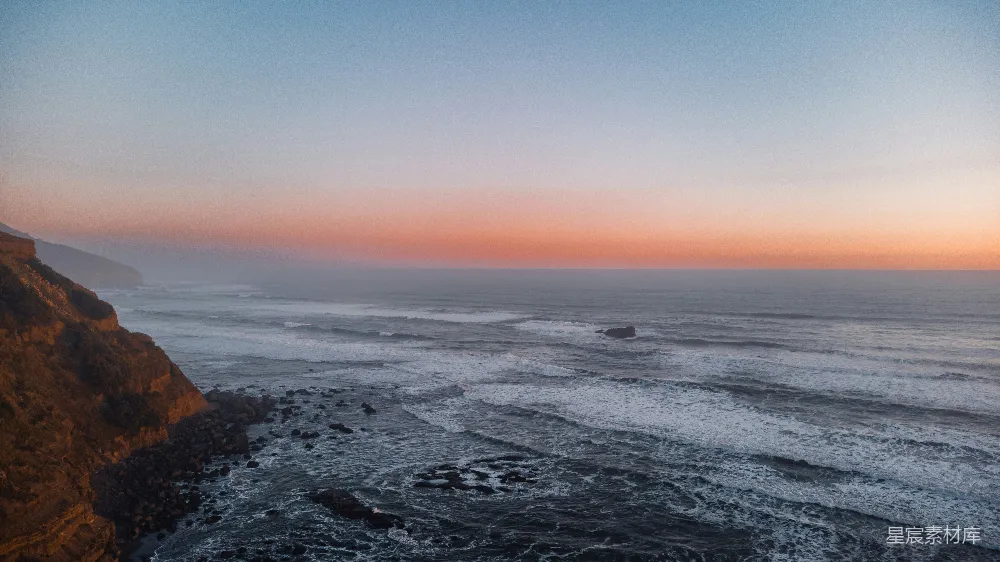 高清摄影 海岸线 日落 自然风光 宁静 风景 日落海岸的宁静之美