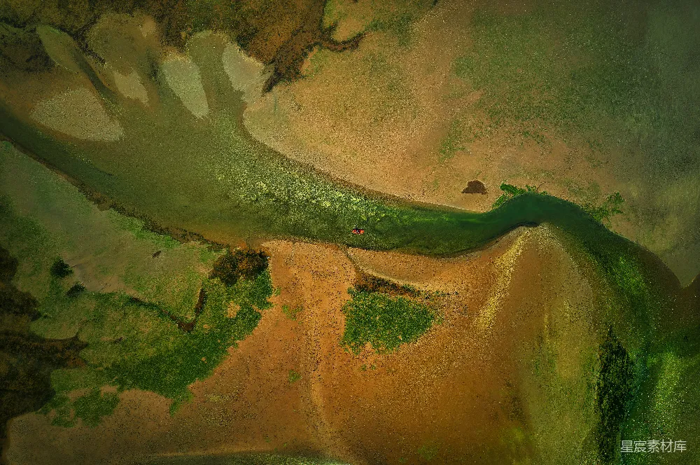 高清摄影 河流 沙漠 航拍 自然景观 地貌 河流与沙漠的交汇