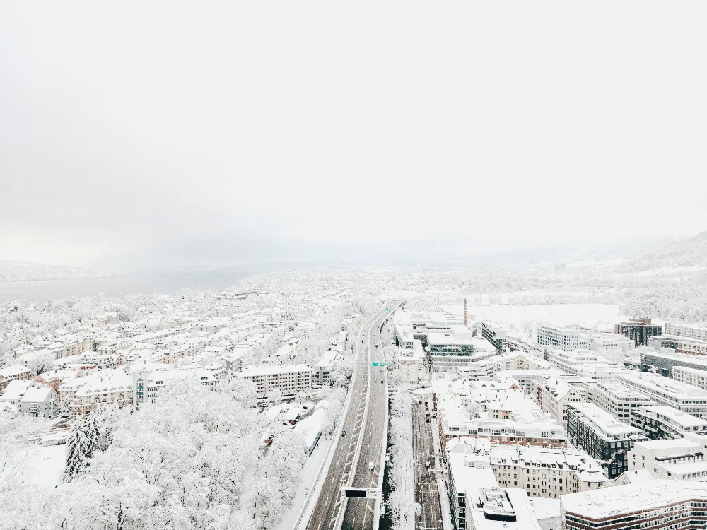 高清摄影 城市 雪景 航拍 都市 冬季 雪后都市航拍