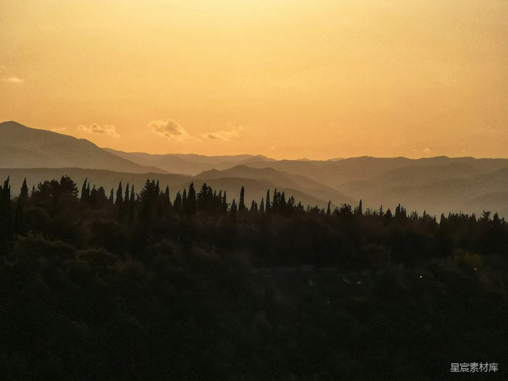 高清摄影 自然风光 日落 山林 宁静 黄昏 黄昏山峦剪影