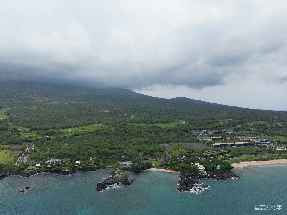 高清摄影 度假村 海岸线 航拍 自然风光 休闲 海边度假村全景