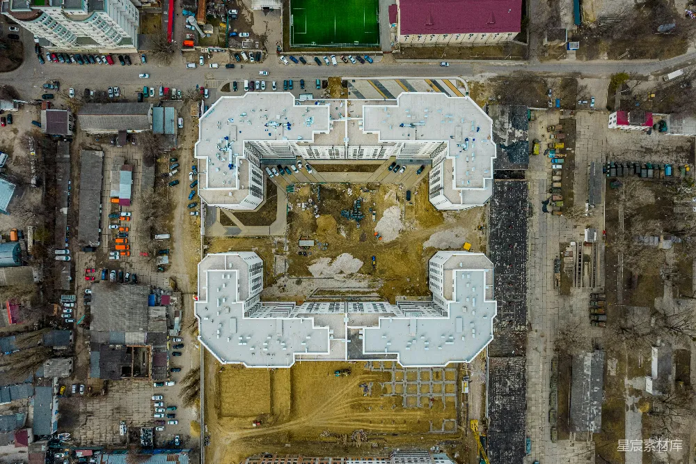 高清摄影 建筑工地 城市景观 俯瞰图 城市规划 建筑 城市中的建筑工地俯瞰图