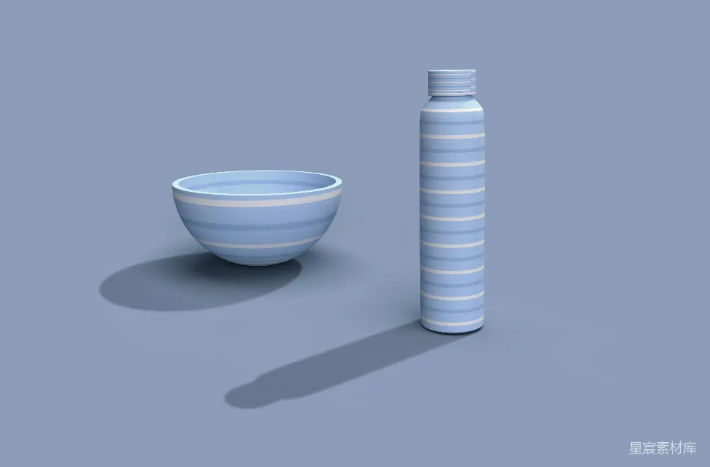 高清摄影 简约风 蓝白条纹 日常用品 静物拍摄 室内场景 简约蓝条纹碗与瓶
