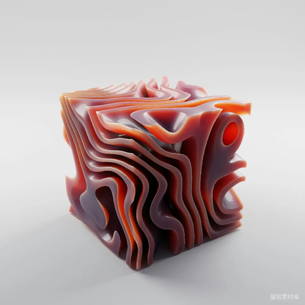 高清摄影 立体艺术 波浪纹理 现代设计 几何形态 抽象艺术 抽象波浪形态的立方体