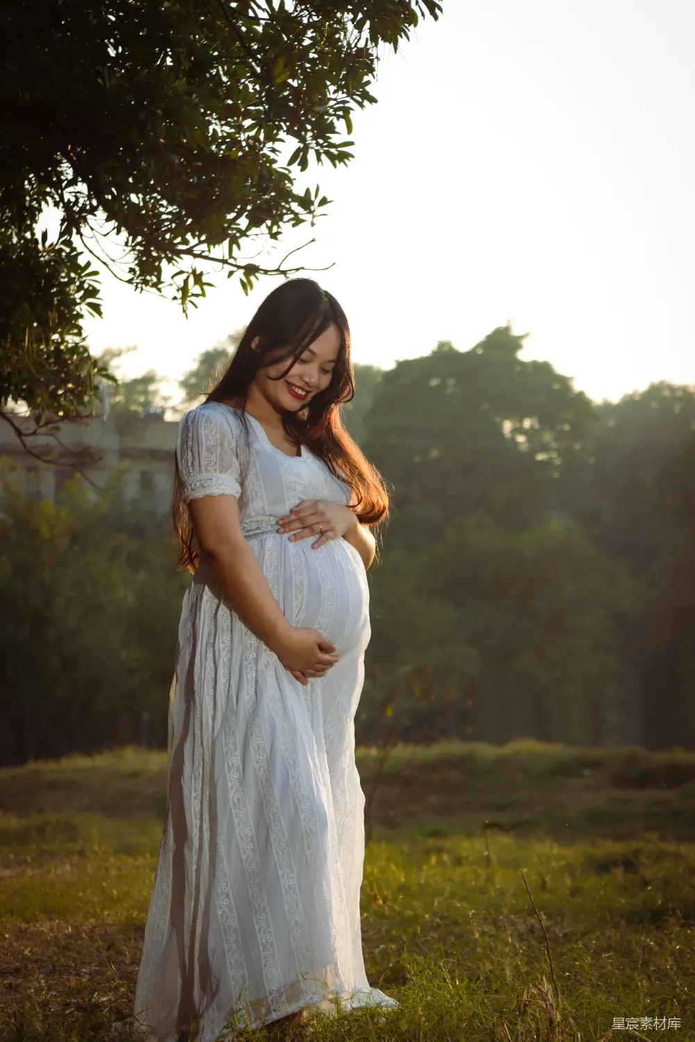 高清摄影 孕妇 自然 阳光 怀胎 母爱 怀抱着希望的孕妇