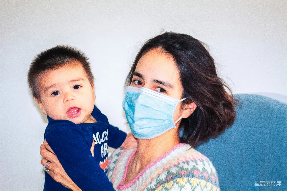高清摄影 母子 口罩 温馨 家庭 健康 温馨母子戴口罩照