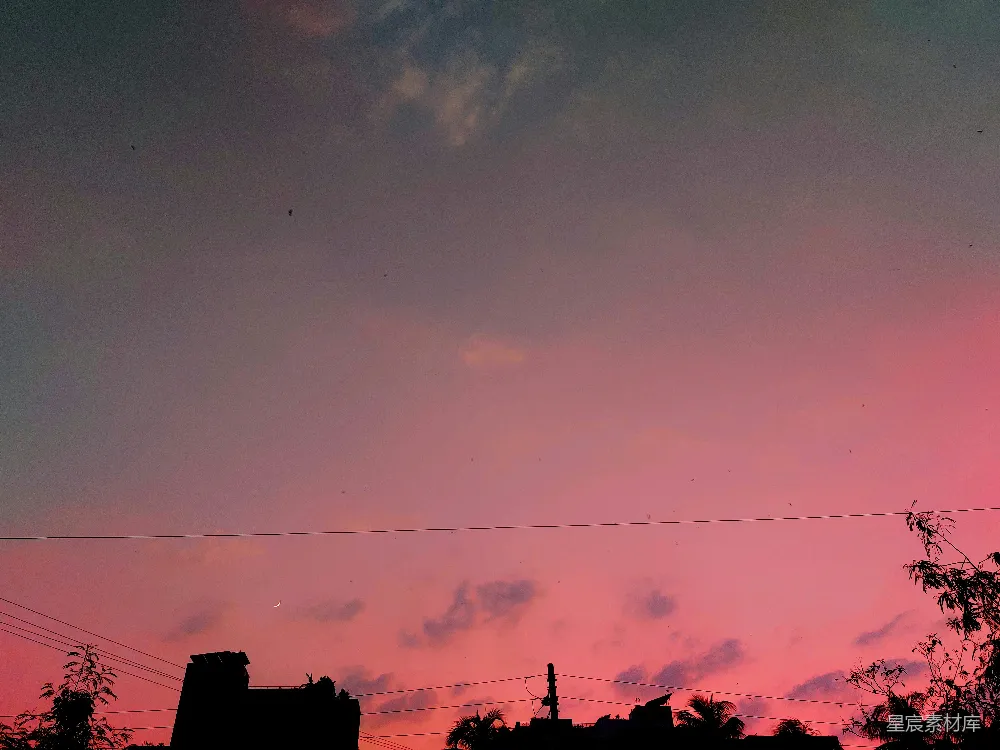 高清摄影 日落 剪影 屋顶 自然风光 城市 日落时分的屋顶剪影