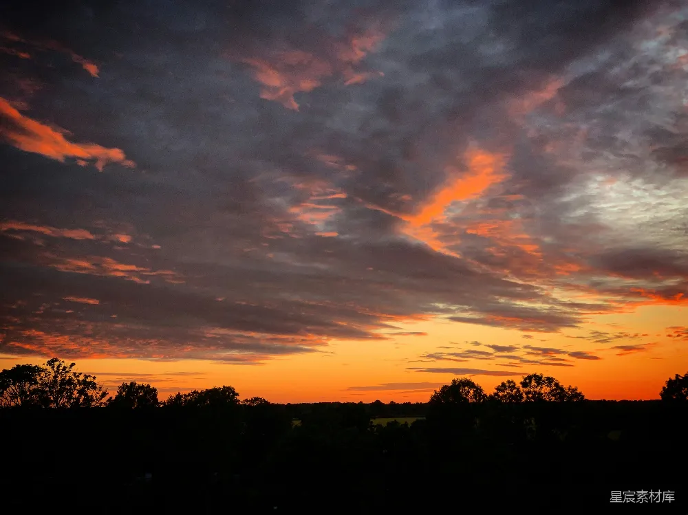 高清摄影 夕阳 天空 云彩 自然 宁静 黄昏的色彩盛宴