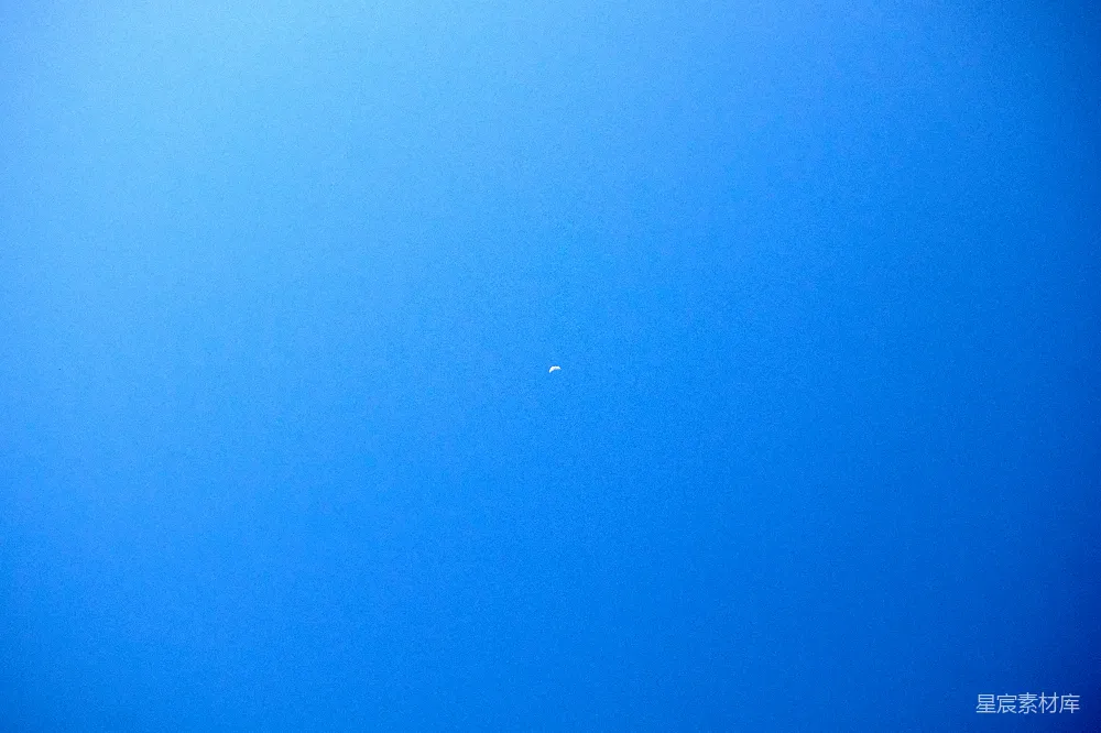 高清摄影 天空 新月 宁静 自然 简洁 蓝天下的一弯新月