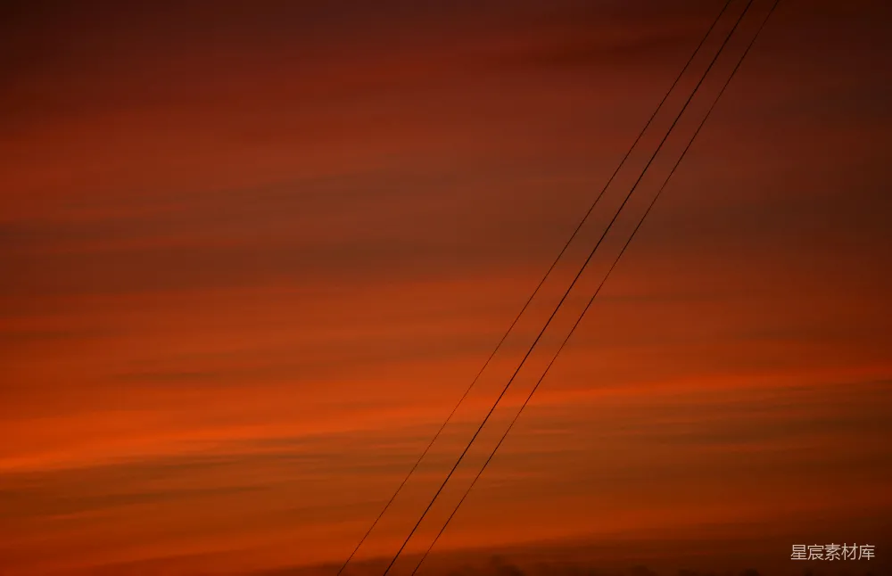 高清摄影 夕阳 天空 线条 自然 宁静 夕阳下的电线