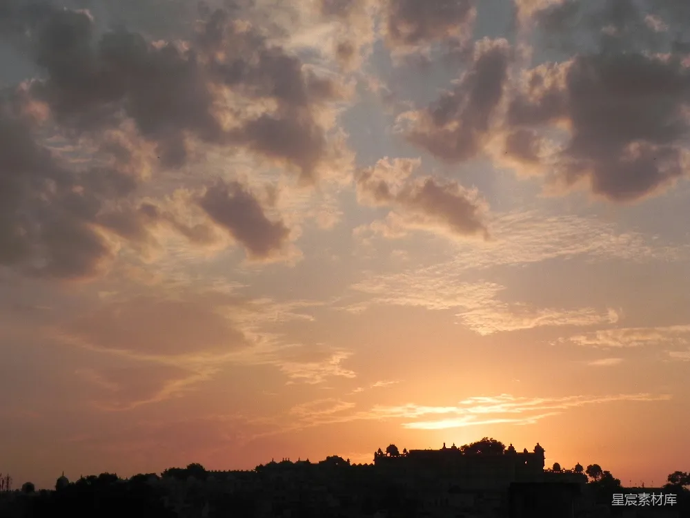 高清摄影 夕阳 古堡 剪影 风景 建筑 夕阳下的古堡剪影