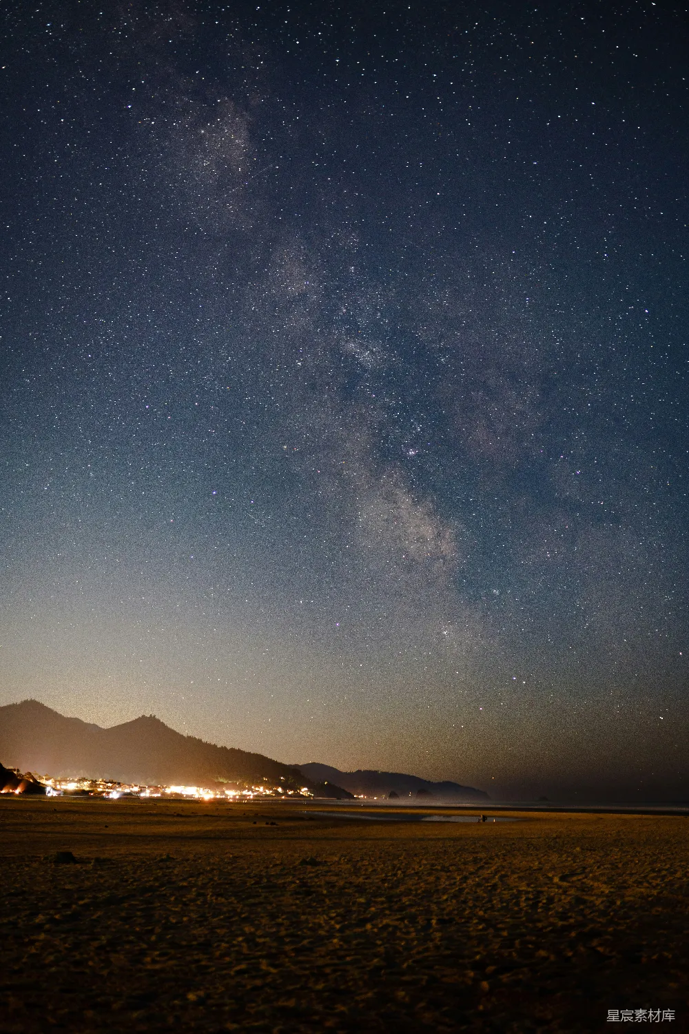 高清摄影 夜景 星空 海岸 宁静 自然 星河下的宁静海岸