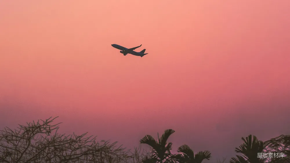 高清摄影 飞机 夕阳 自然 旅行 日落 夕阳下的飞行