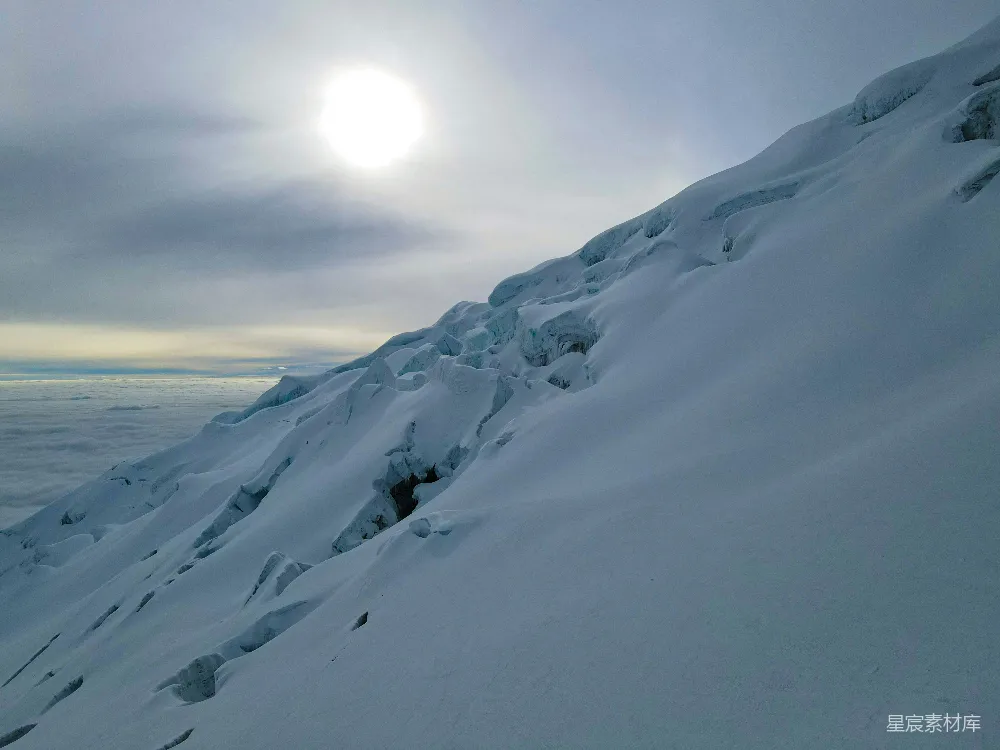 高清摄影 雪山 极地 自然风光 清晨 冰雪 极地冰川与清晨阳光