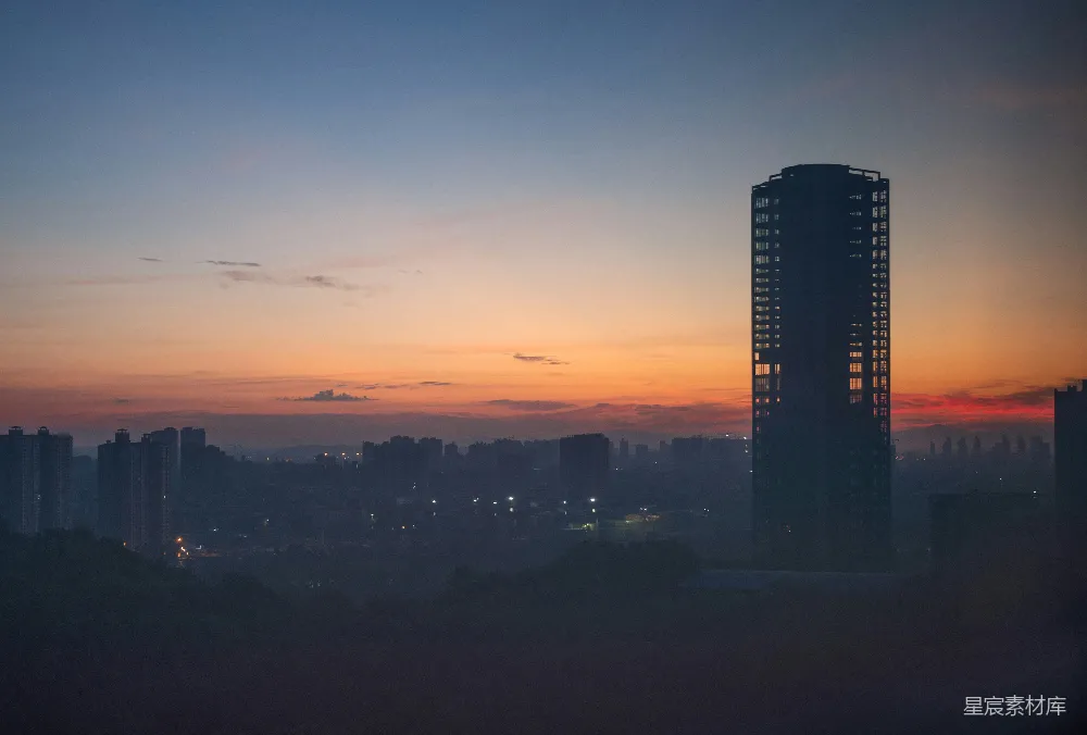 高清摄影 城市 日落 建筑 剪影 城市风光 日落时的城市剪影