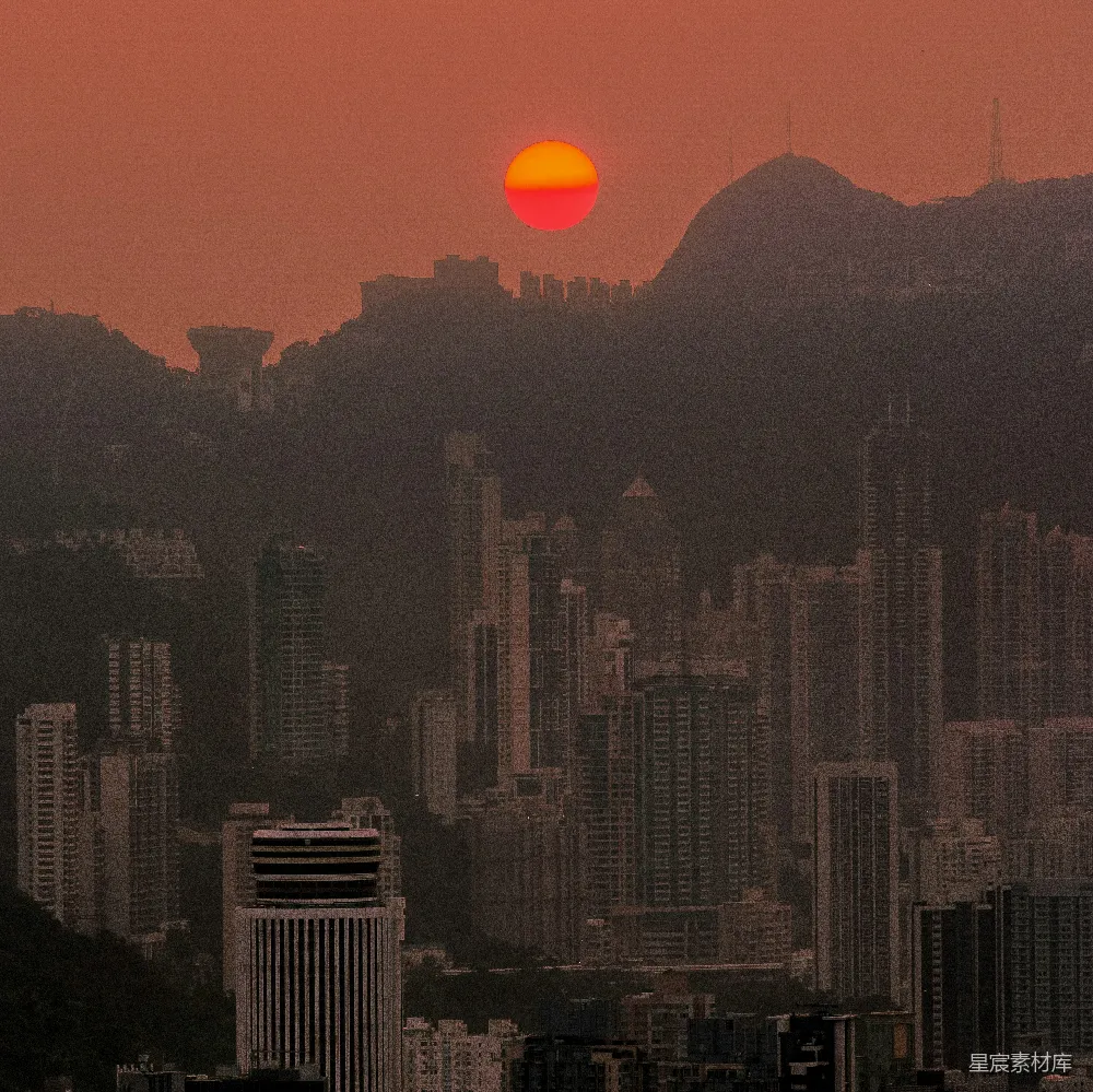 高清摄影 城市 夕阳 剪影 建筑 风景 夕阳下的城市剪影