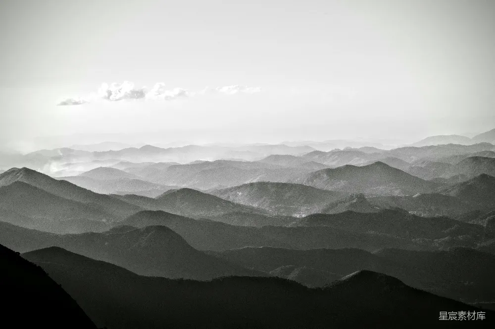 高清摄影 山脉 黑白 自然 风景 宁静 山脉的层次感