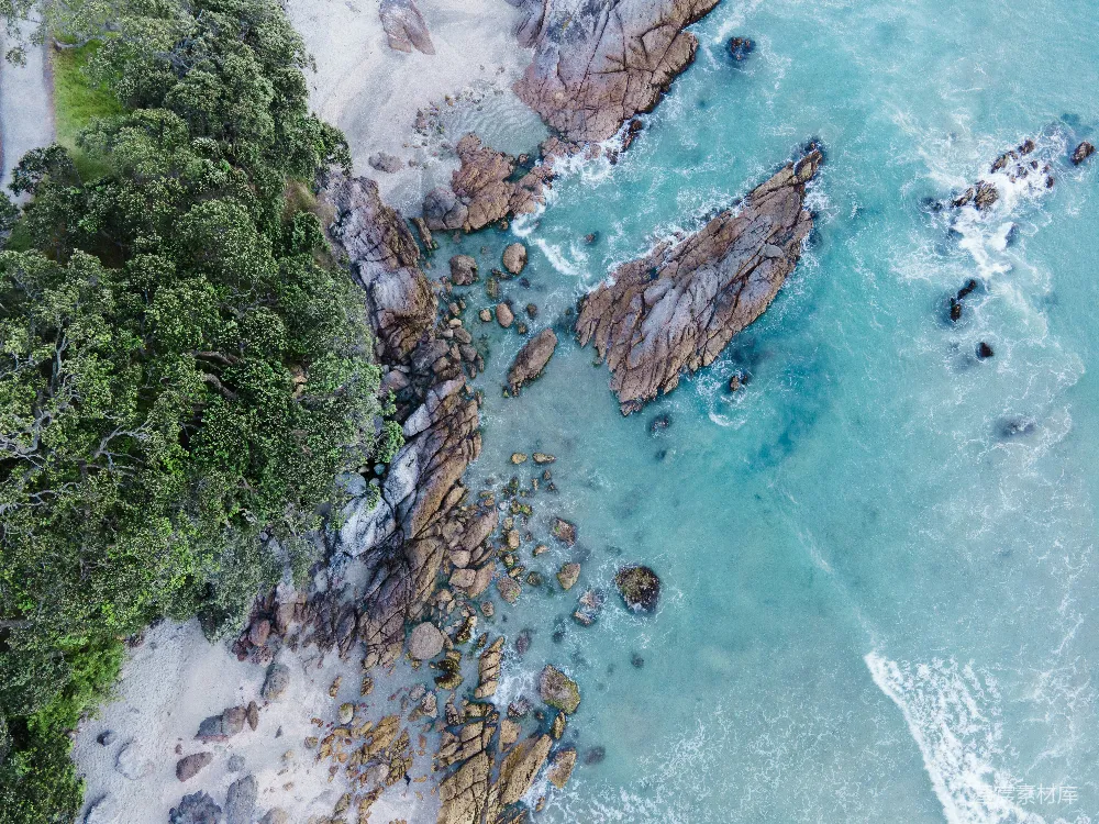 高清摄影 海滩 岩石 海岸线 自然风光 航拍 俯瞰岩石海岸线