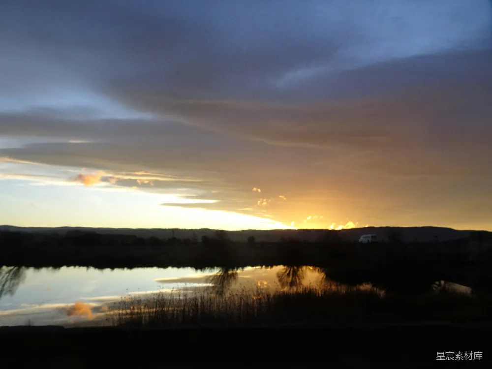 高清摄影 自然风光 日落 宁静 湖景 乡村 湖畔夕阳