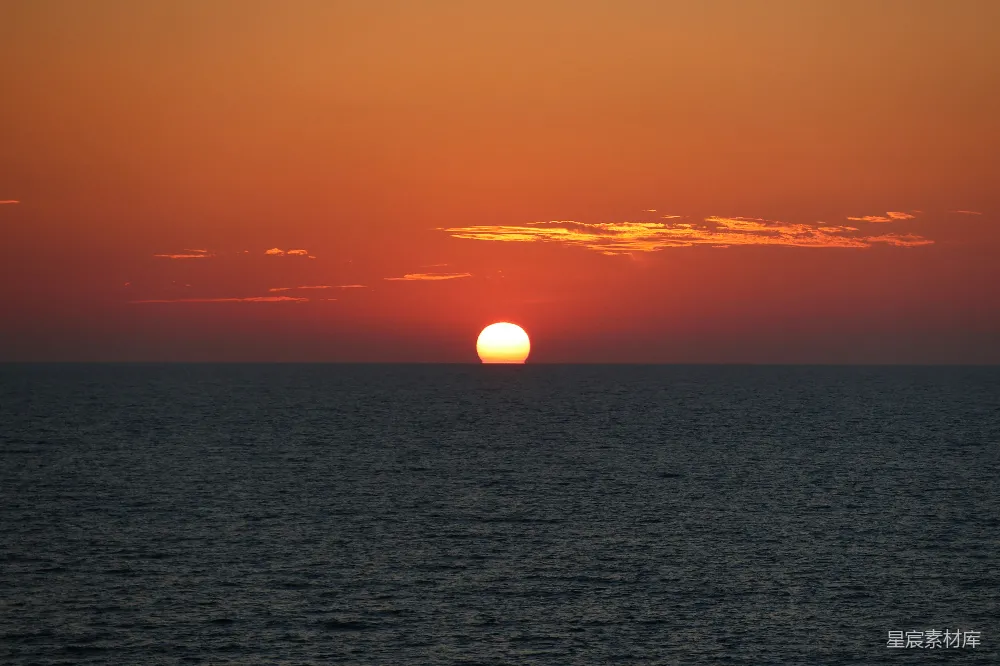 高清摄影 日落 海洋 宁静 自然美景 黄昏 日落时分的宁静海洋