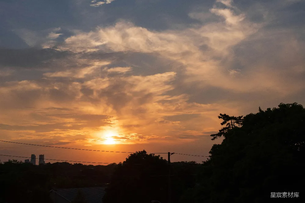 高清摄影 夕阳 城市 剪影 自然风光 宁静 夕阳下的城市剪影